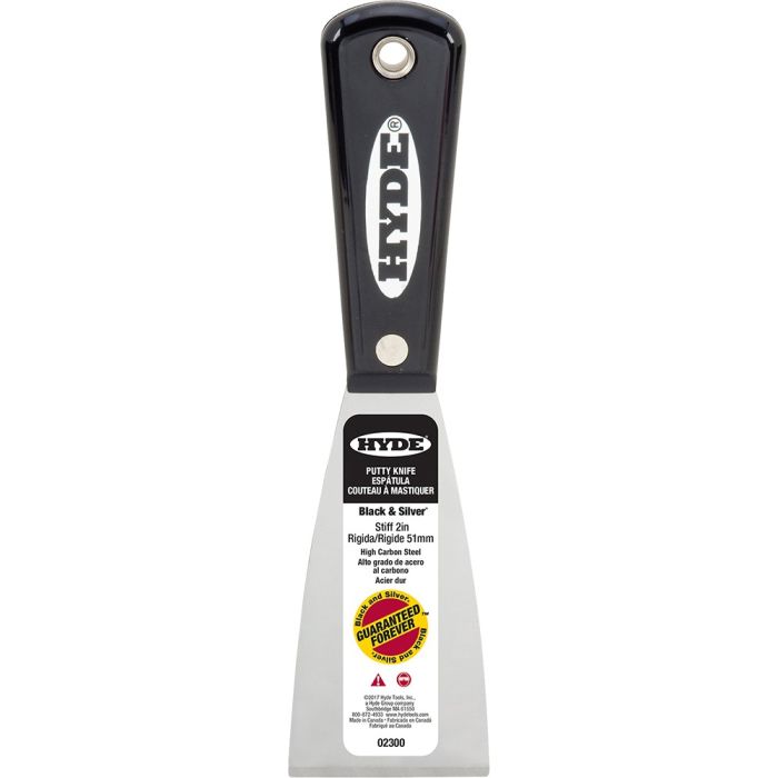 Hyde 2" Black & Silver Stiff Putty Knife