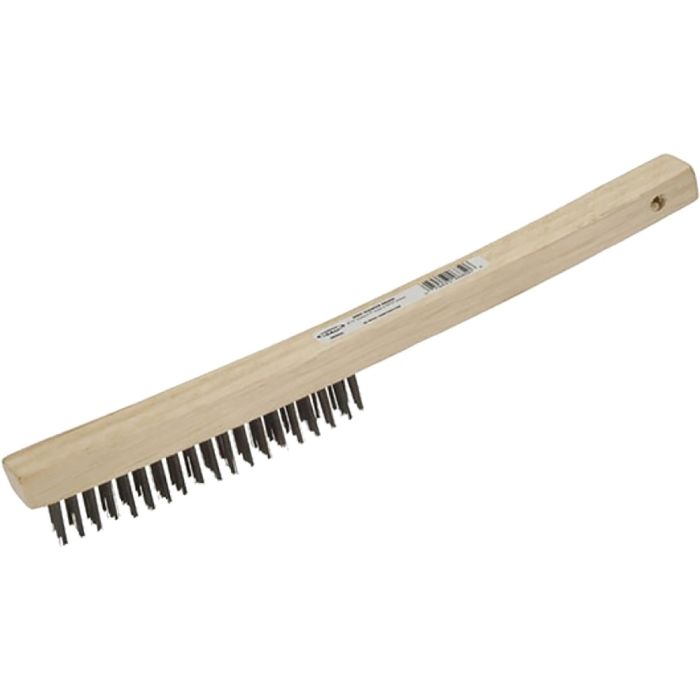 Hyde 3 x 19 Wood Wire Brush w/ Curved Handle