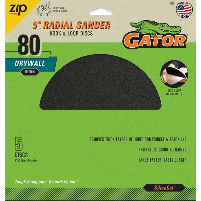 Gator 9" Hook & Loop Radial Drywall Sanding Discs 5pk