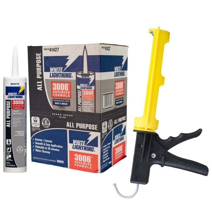 White Lightning 3006 White & Dripless Caulk Gun Bundle