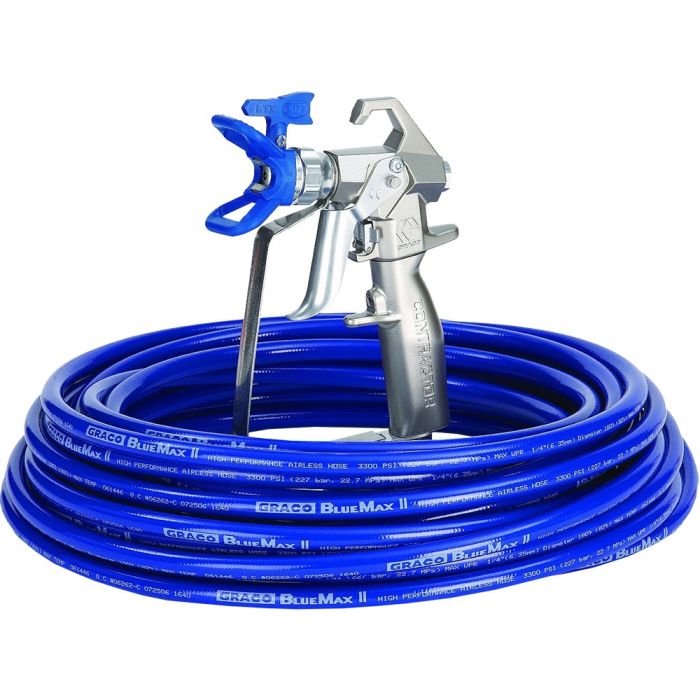 Graco Contractor Airless Gun, RAC X, BlueMax II Airless Hose, 1/4" x 50', 3' Whip Hose