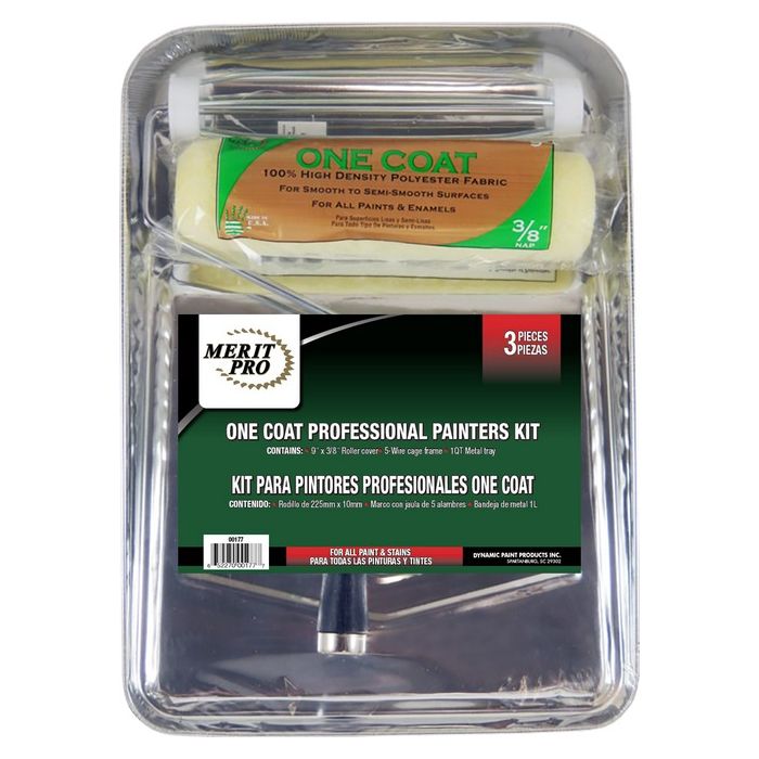 Merit Pro 3pc One Coat Professional Painters Roller Kit w/Metal Tray