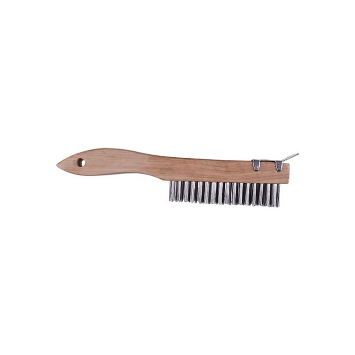 Dynamic 4 x 16 Row Wood Shoe Handle Wire Brush w/Scraper