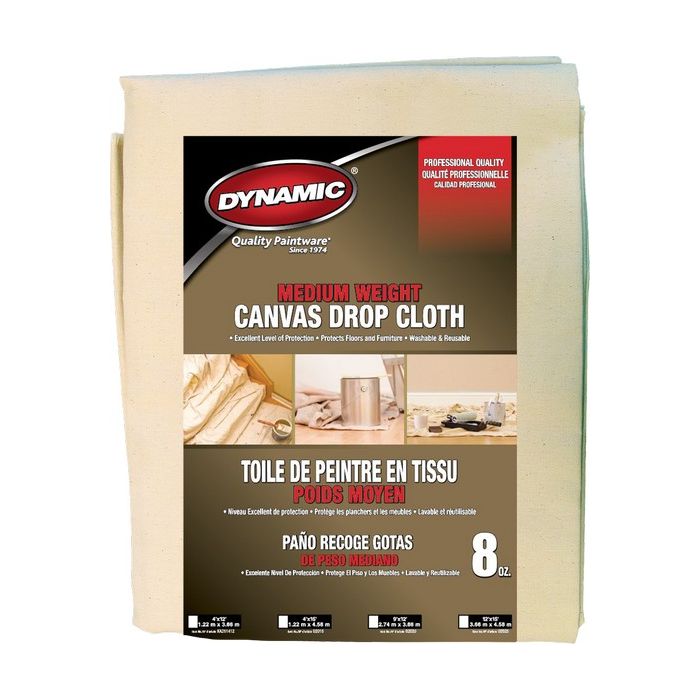 Dynamic 4' x 15' (1.22m x 4.58m) 8oz Medium Weight Canvas Drop Cloth