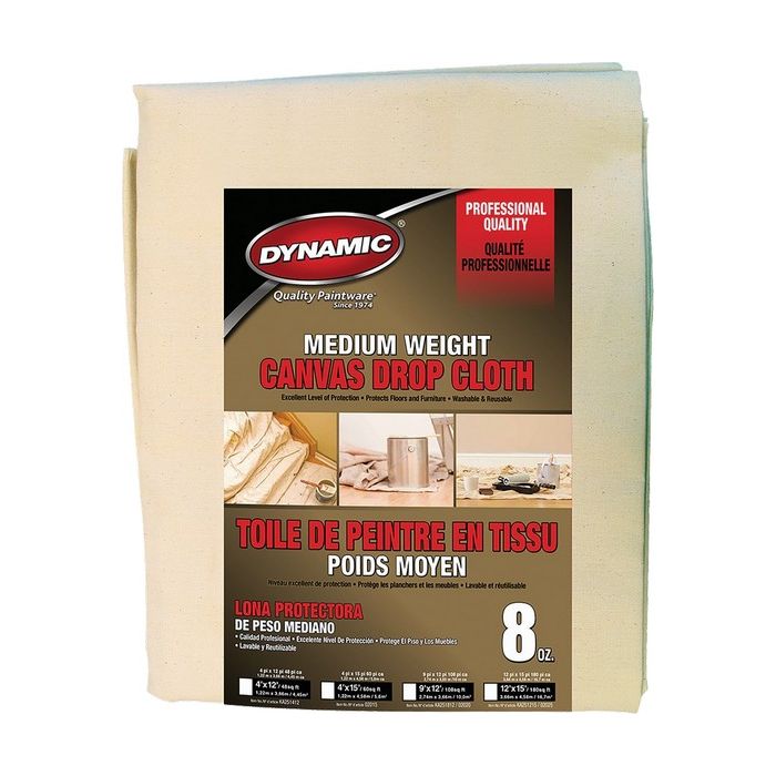 Dynamic 9' x 12' (2.74m x 3.66m) 8oz Medium Weight Canvas Drop Cloth