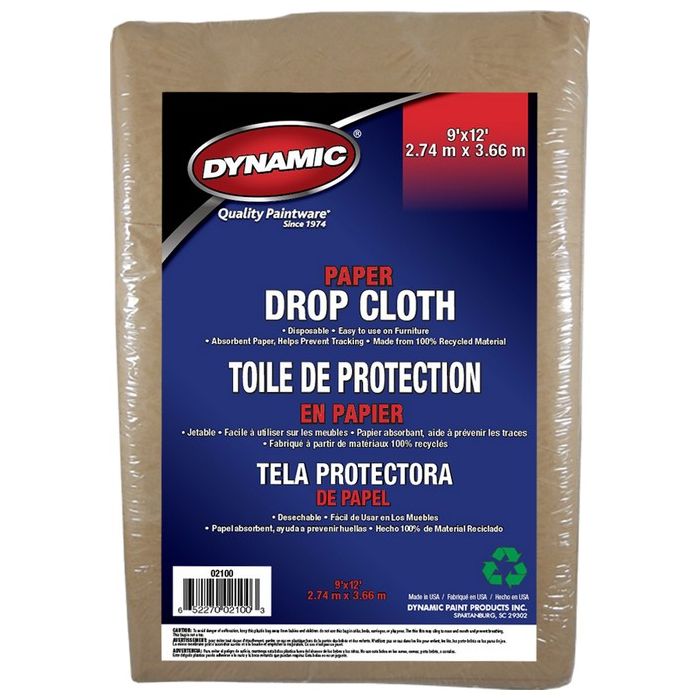 Dynamic 9' x 12' (2.74m x 3.66m) Treated Paper Drop Cloth