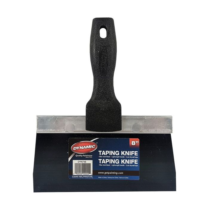 Dynamic 8" Blue Steel Taping Knife with Black Plastic Handle