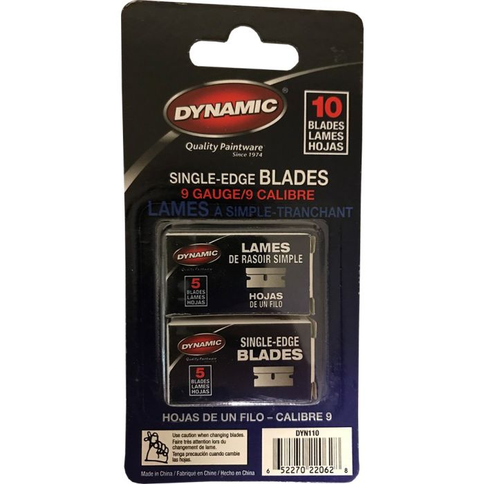 Dynamic .009" Single Edge Razor Blades, Carded (10pk)