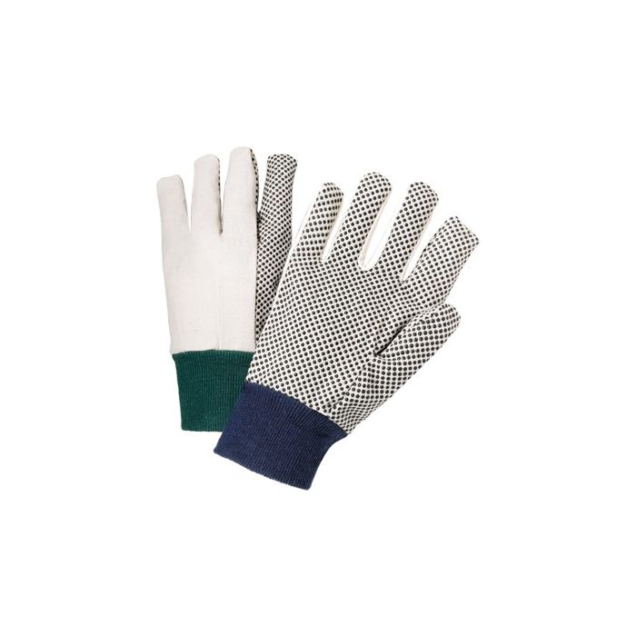 West Chester Large White Canvas Glove Knit Wrist w/ PVC Dots