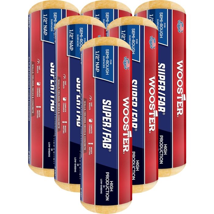 Wooster R240 9" x 1/2" Nap Super/Fab Roller Cover (100 per Pack)