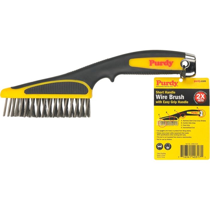 Purdy 11" Stainless Steel Wire Brush Short Handle w/Hammerhead End
