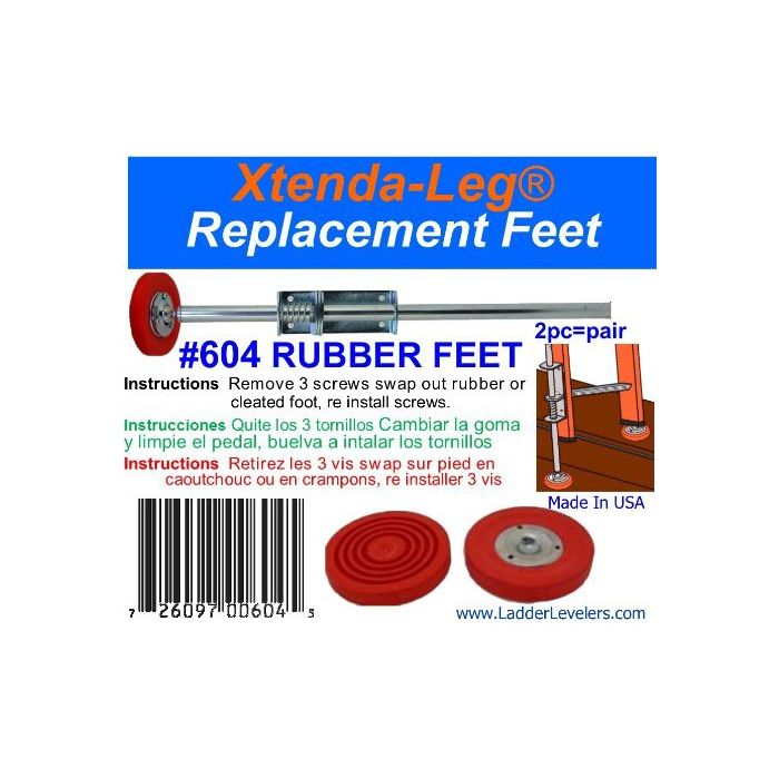 Ladder Levelers Replacement Rubber Feet Only Pair For 600C (Hardware Not Included)