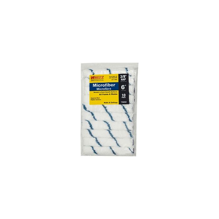 Whizz 6" Microfiber Blue Stripe 3/8" Nap Mini Roller 10Pk
