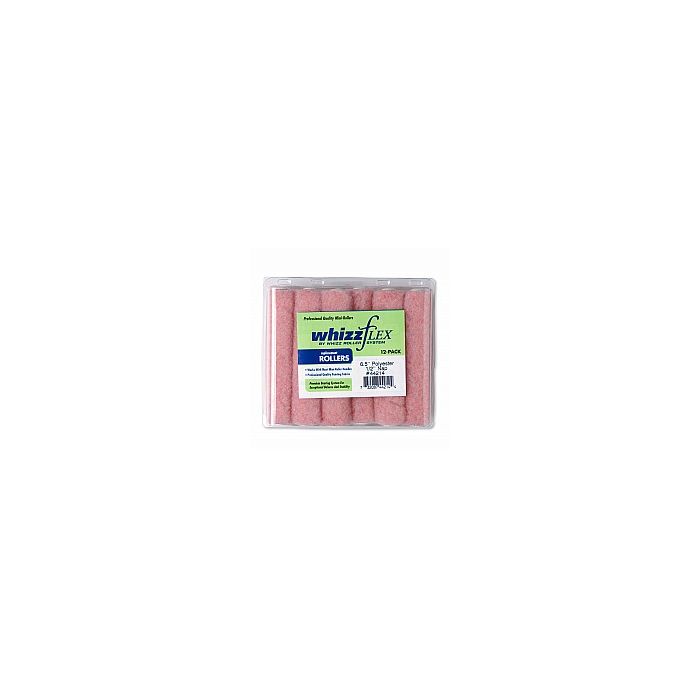 Whizz 6-1/2" Pink Flex Polyester 1/2" Nap Mini Roller 12Pk