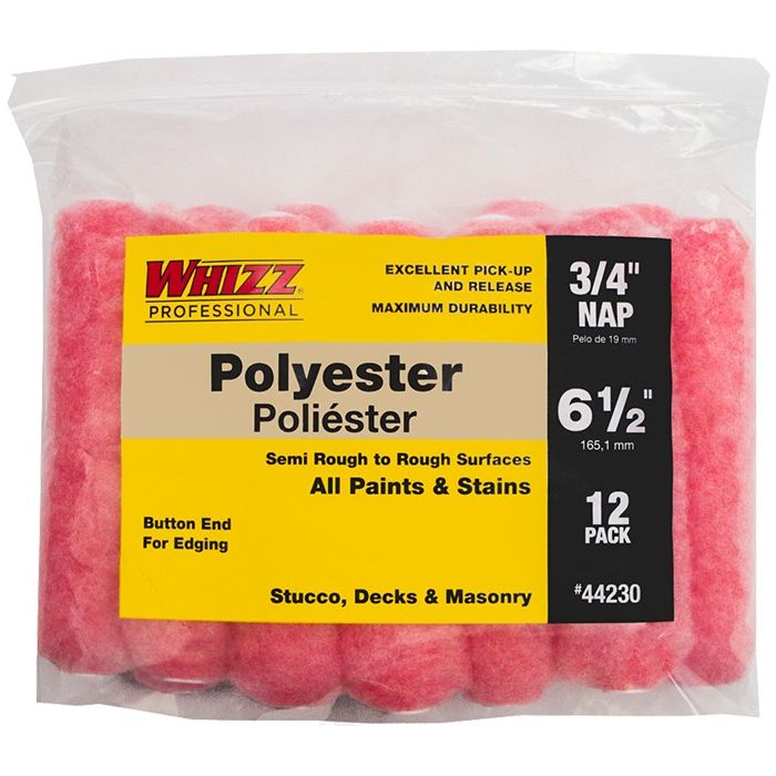 Whizz 6-1/2" Pink Polyester 3/4" Nap Mini Roller 12pk