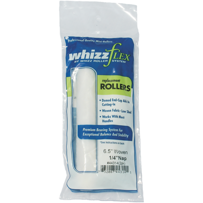 Whizz 6-1/2" White Whizzflex Woven 1/4" Nap Mini Roller 2Pk