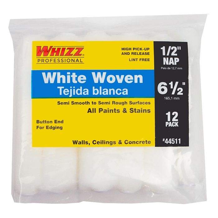 Whizz 6-1/2" x 1/2" Nap White Whizzflex Woven Mini Roller 12pk