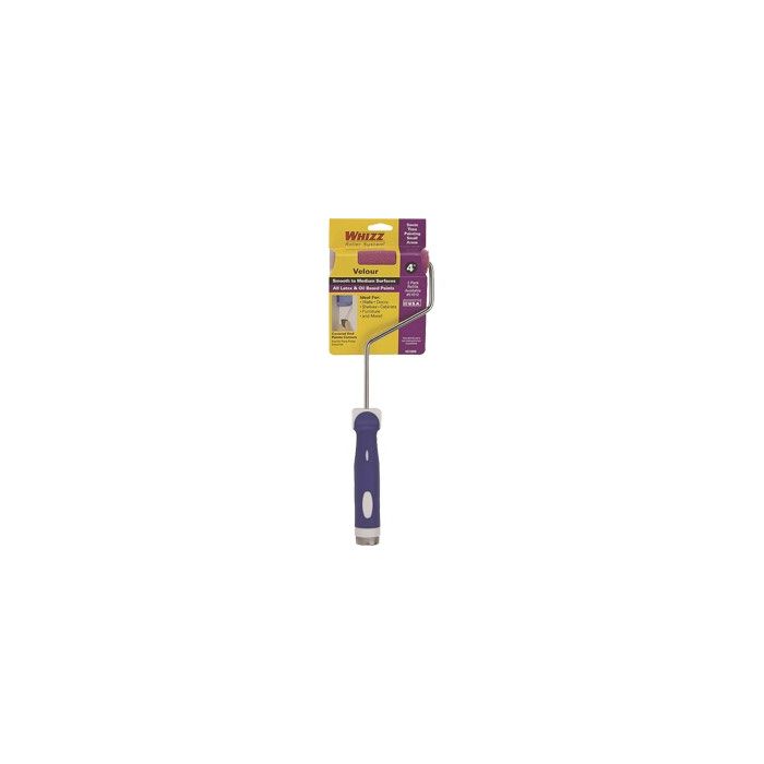 Whizz 4" Purple Velour 3/16" Nap Mini Roller w/ 13" Handle