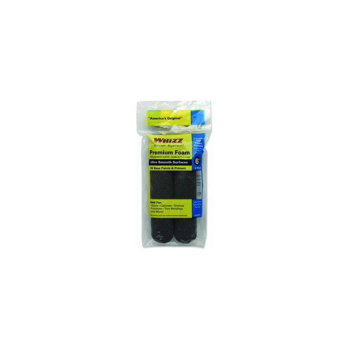 Whizz 6" Black Premium Foam Mini Roller 2Pk