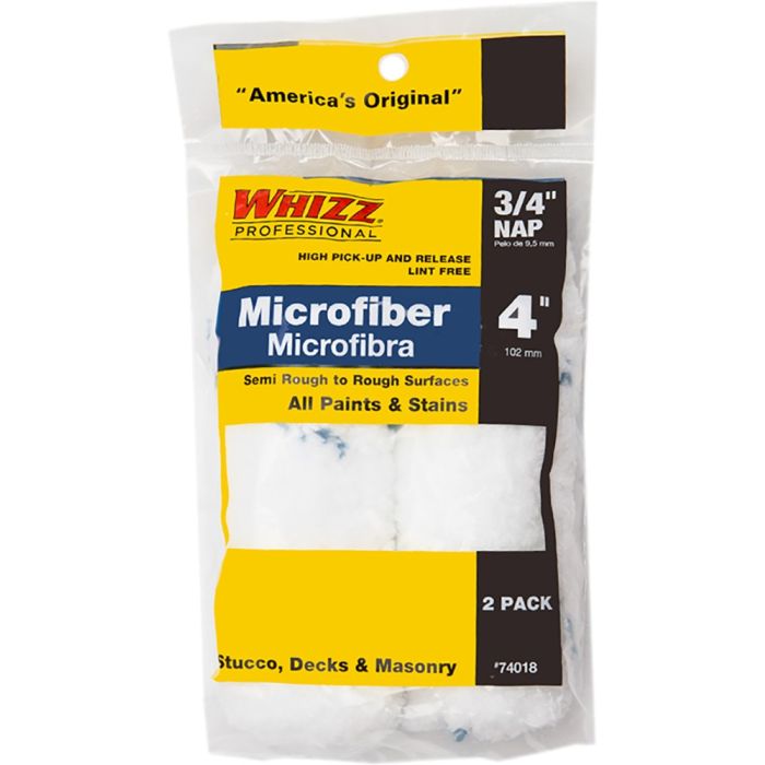 Whizz 4" Xtrasorb Microfiber Blue Stripe 3/4" Nap Mini Roller 2Pk