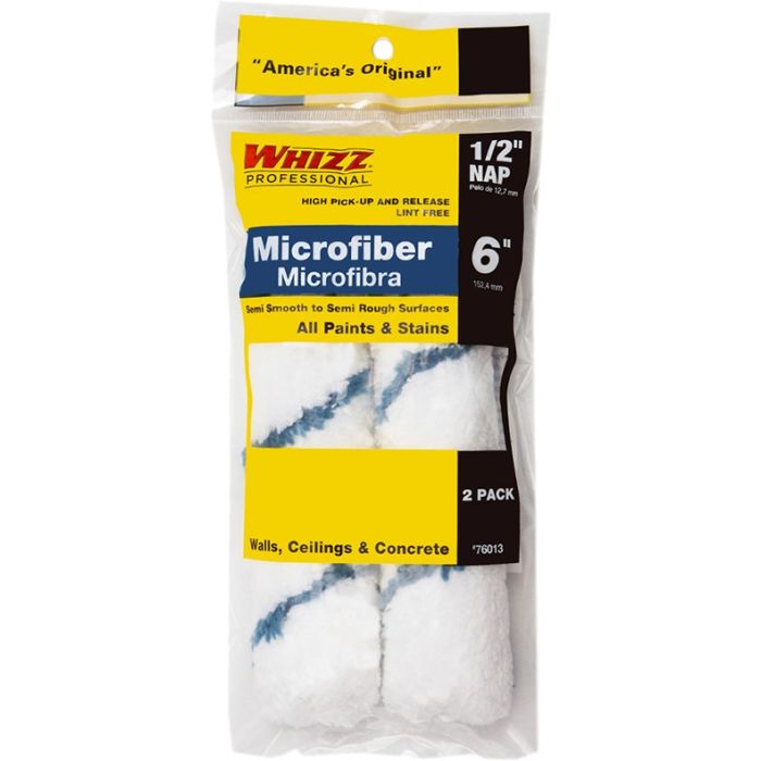 Whizz 6" x 1/2" Nap Xtrasorb Microfiber Blue Stripe Mini Roller 2pk
