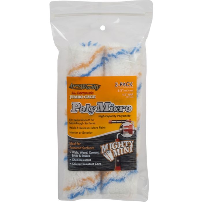 ArroWorthy 6-1/2" x 1/2" Nap Polymicro Jumbo Cage Roller Covers (2pk)