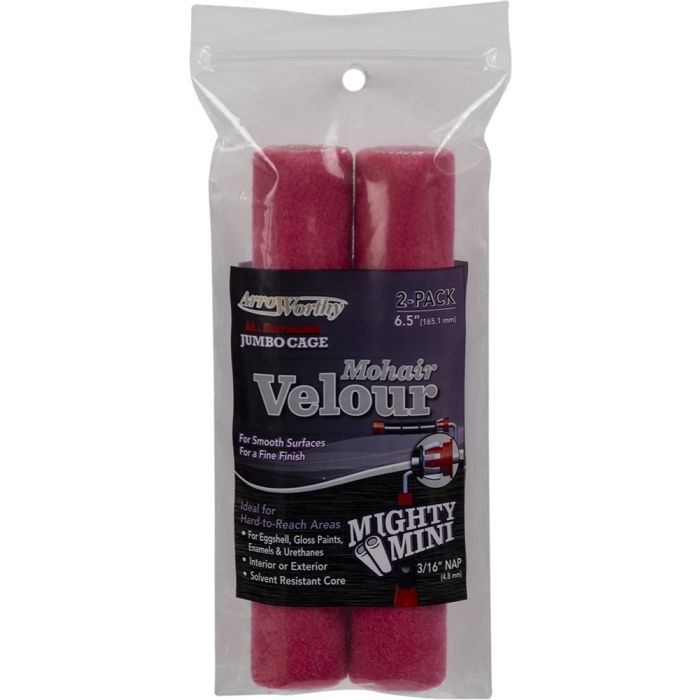 ArroWorthy 6-1/2" x 3/16" Nap Mohair Jumbo Cage Roller Covers (2pk)