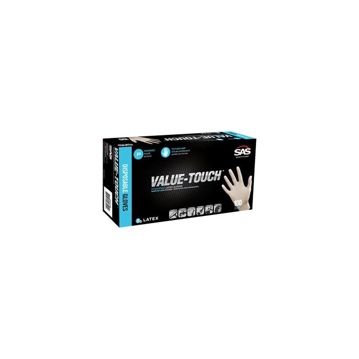 SAS 5mil Value-Touch Latex Disposable Gloves Powdered (100Pk)