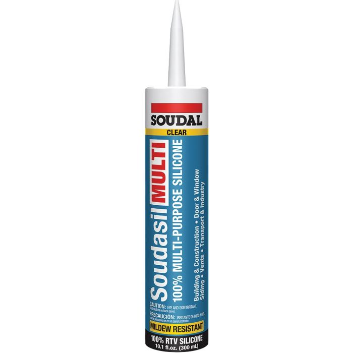 Soudal 10.1oz Clear Multi-Purpose 100% RTV Silicone - Mildew Resistant Sealant