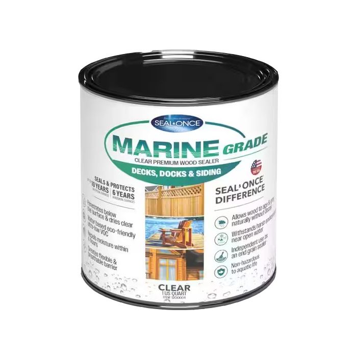 Seal-Once Marine Grade Pre-Mixed Semi-Transparent Premium Wood Stain & Sealer