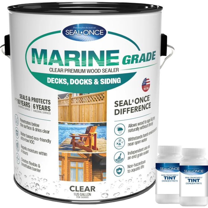 Seal-Once 1gal Coastal Gray Double Strength Semi-Transparent Marine Grade Premium Wood Stain & Sealer
