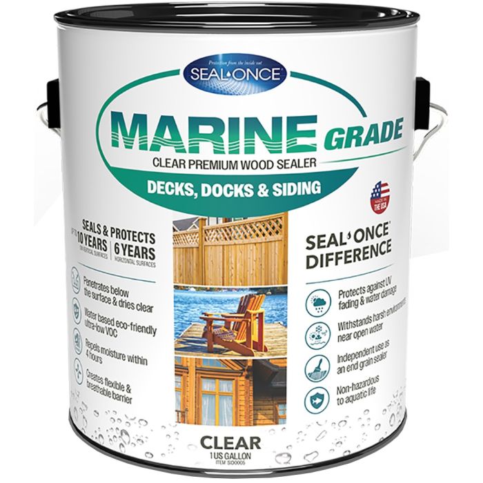 Seal-Once Marine Grade Pre-Mixed Semi-Transparent Premium Wood Stain & Sealer