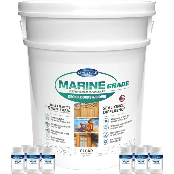 Seal-Once 5gal Mahogany Double Strength Semi-Transparent Marine Grade Premium Wood Stain & Sealer