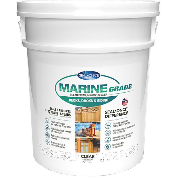 Seal-Once Marine Grade Pre-Mixed Semi-Transparent Premium Wood Stain & Sealer