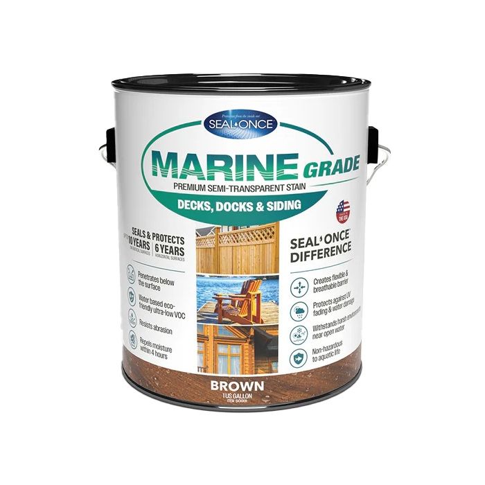 Seal-Once Marine Grade Pre-Mixed Semi-Transparent Premium Wood Stain & Sealer
