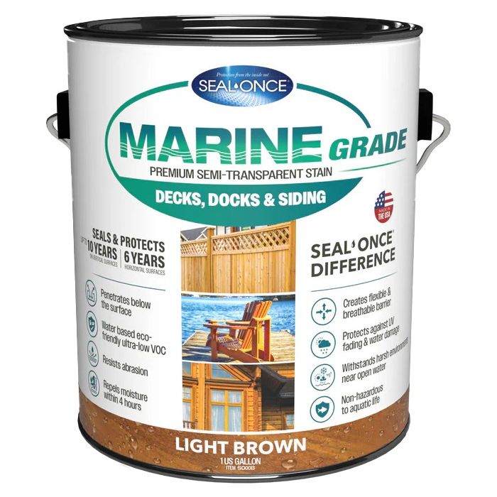 Seal-Once Marine Grade Pre-Mixed Semi-Transparent Premium Wood Stain & Sealer