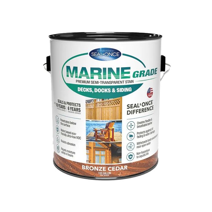 Seal-Once Marine Grade Pre-Mixed Semi-Transparent Premium Wood Stain & Sealer