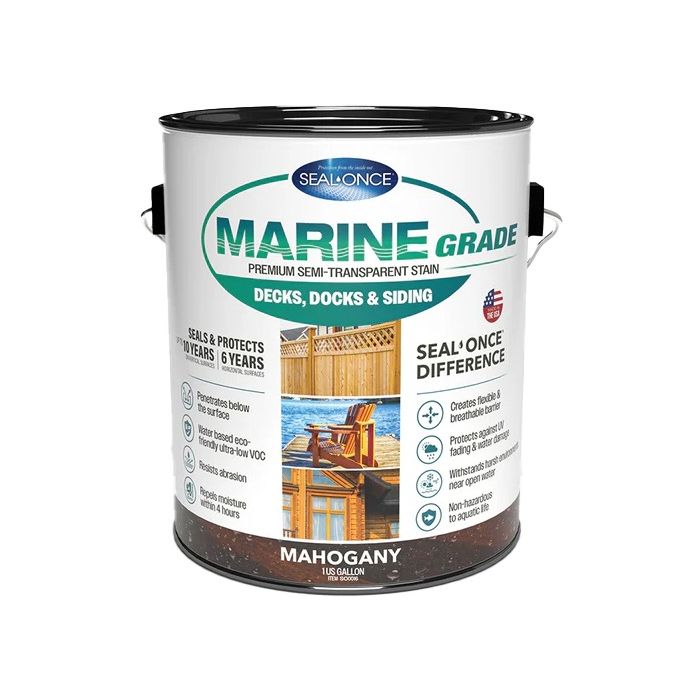 Seal-Once Marine Grade Pre-Mixed Semi-Transparent Premium Wood Stain & Sealer