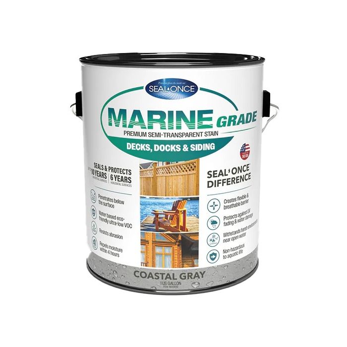 Seal-Once Marine Grade Pre-Mixed Semi-Transparent Premium Wood Stain & Sealer