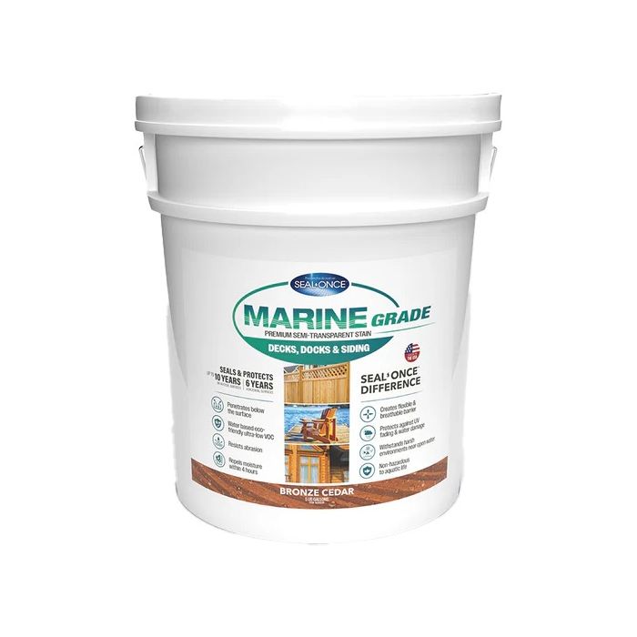 Seal-Once Marine Grade Pre-Mixed Semi-Transparent Premium Wood Stain & Sealer