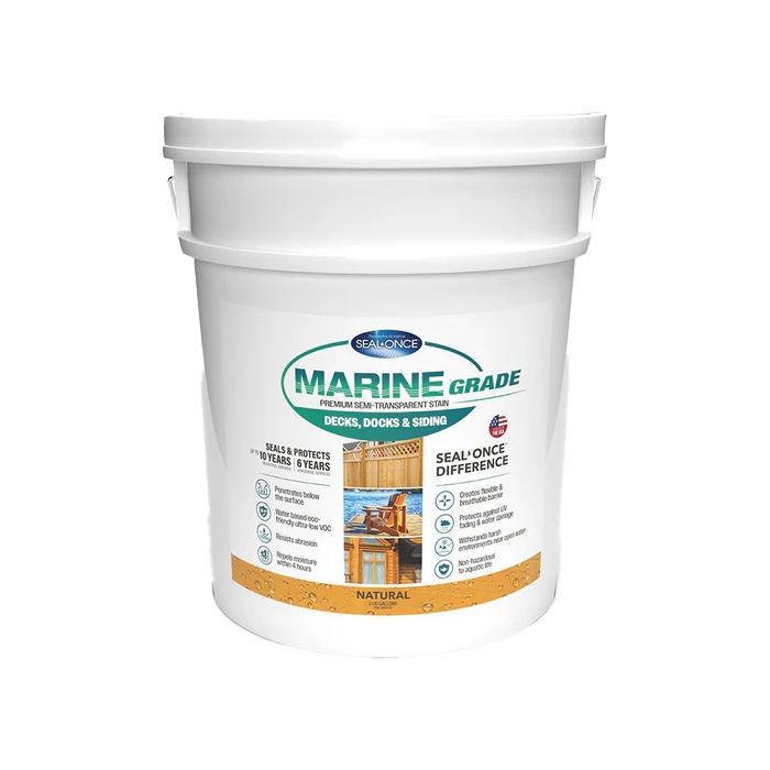 Seal-Once Marine Grade Pre-Mixed Semi-Transparent Premium Wood Stain & Sealer