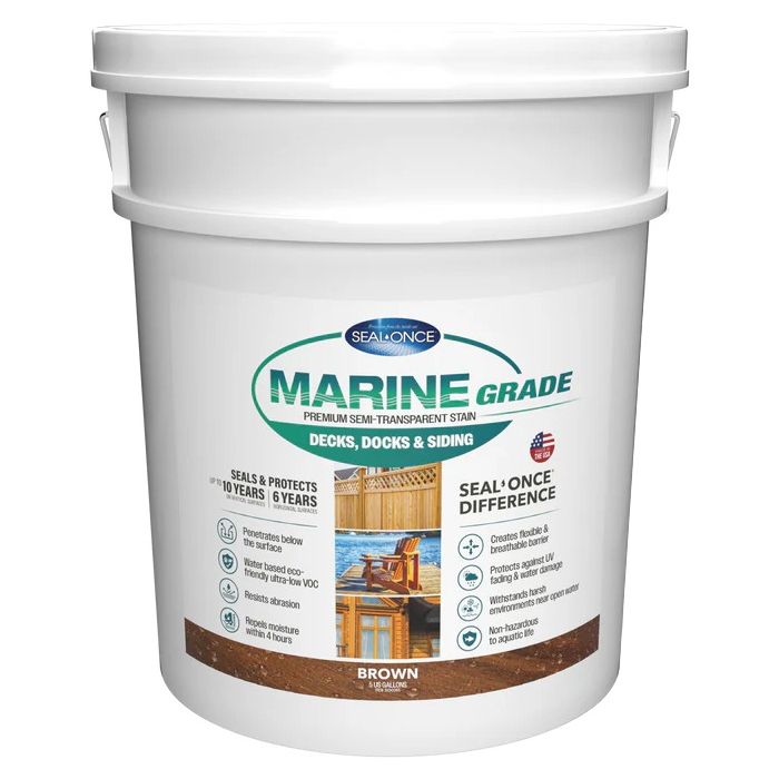 Seal-Once Marine Grade Pre-Mixed Semi-Transparent Premium Wood Stain & Sealer