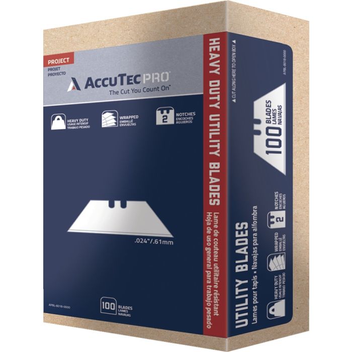 AccuTec .024 PRO Heavy Duty 2-Notch Utility Blade(100pk)