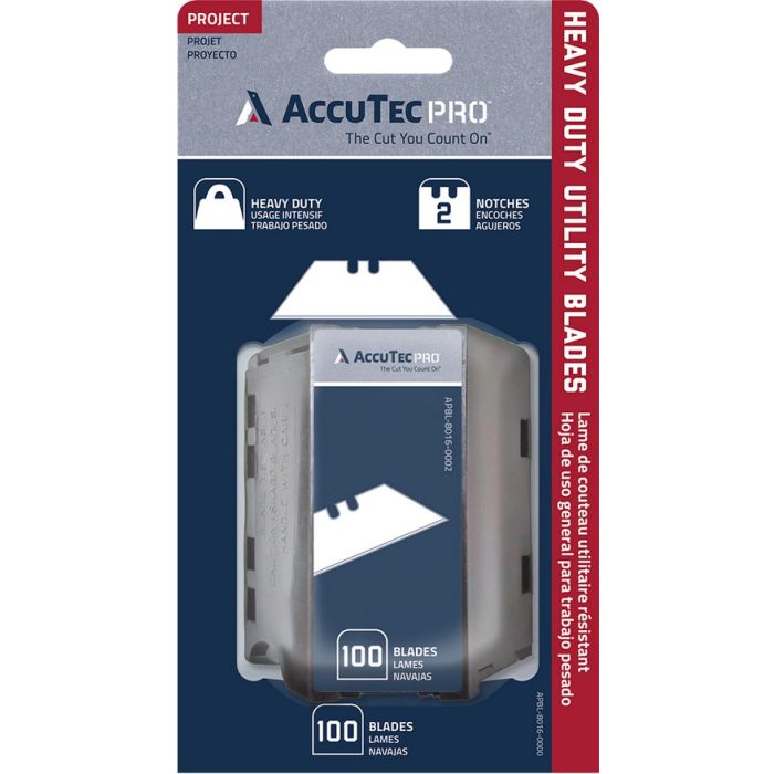 AccuTec .024 HD 2-Notch Pro Utility Blade Carded w/ Dispenser (100pk)