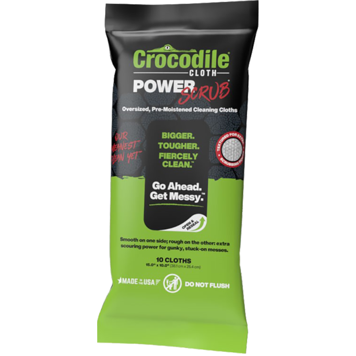 Crocodile Cloth 10" x 15" PowerScrub Pre-Moistened Cleaning Cloths 10pk