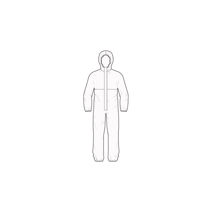 Protective Coverall PP Non-Woven 37GSM + PE 28GSM X-Large - White (1 box contains 5 Coveralls)