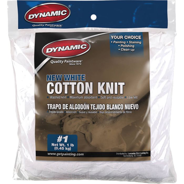 Dynamic #1 1Lb Bag New White Cotton Knit Wiping Cloth