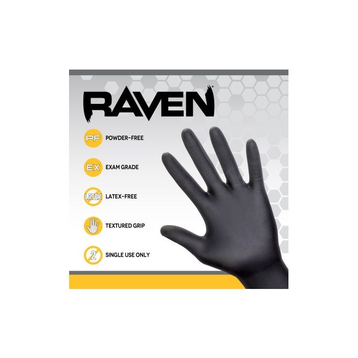 SAS 7mil Black Raven Nitrile Disposable Gloves Powder Free