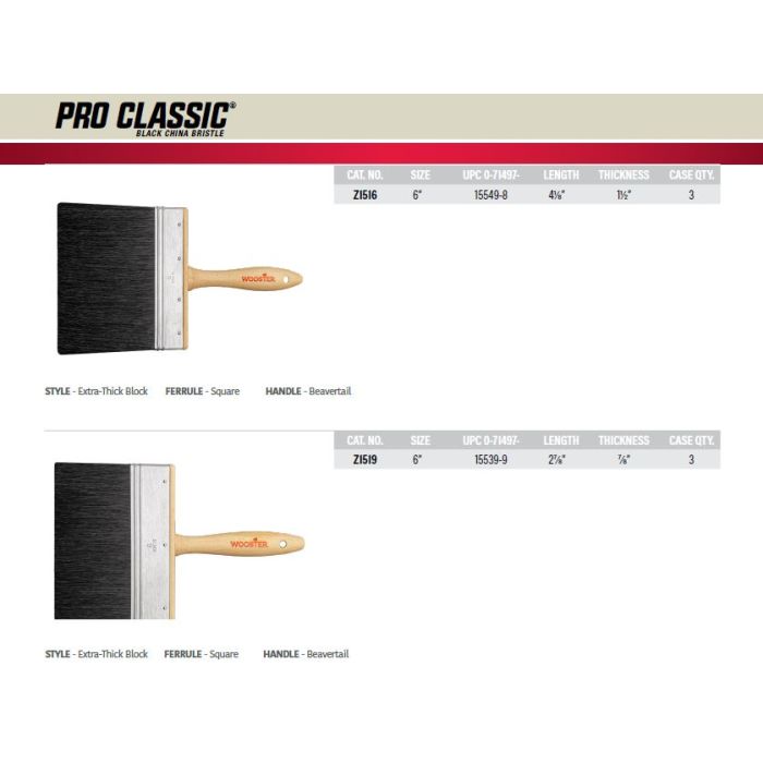 Wooster Pro Classic Black China Bristle Paint Brushes