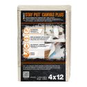 Trimaco 4' x 12' Stay Put Canvas w/ Anti-Slip Barrier + Spill Block Drop Cloth